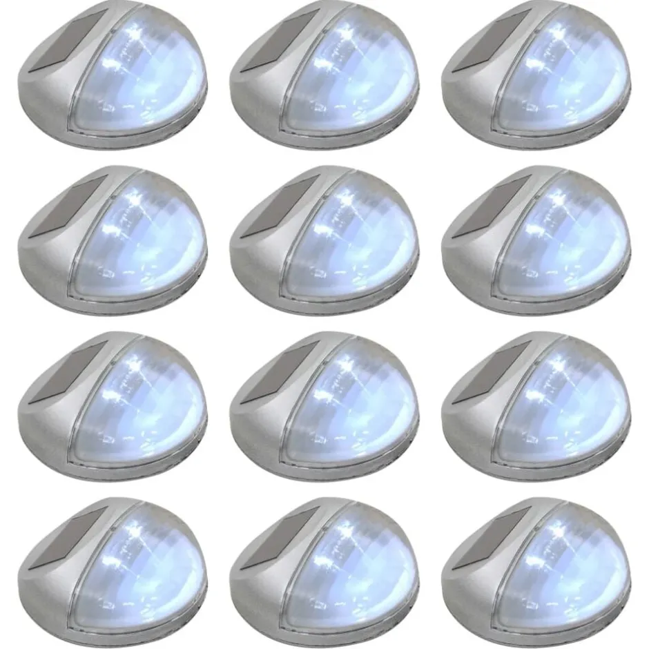 New vidaXL Sollampa vägg LED set 12 st rund Silver