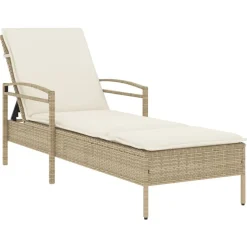 Discount vidaXL Solsäng med dyna beige 63x200x81 cm konstrotting beige och gräddvit