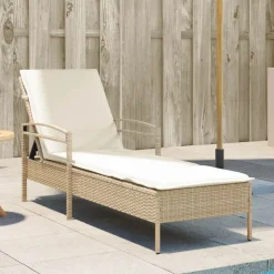 Discount vidaXL Solsäng med dyna beige 63x200x81 cm konstrotting beige och gräddvit