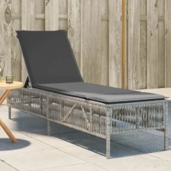 vidaXL Solsäng med dyna konstrotting Ljusgrå
