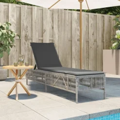 vidaXL Solsäng med dyna konstrotting Ljusgrå