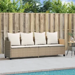 New vidaXL Solsäng med dynor beige konstrotting beige och gräddvit