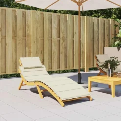 vidaXL Solsängsdyna gräddvit 186x58x4 cm oxfordtyg