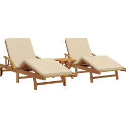 New vidaXL Solstol 3 pcs 200 x 67 x 84 cm Massivt Akaciaträ Beige