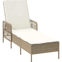 vidaXL Solstol Beige och krämvit 200 x 55 x 92 cm konstrotting