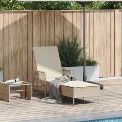 vidaXL Solstol Beige och krämvit 200 x 55 x 92 cm konstrotting