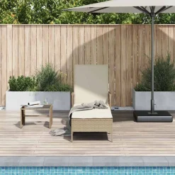 vidaXL Solstol Beige och krämvit 200 x 55 x 92 cm konstrotting
