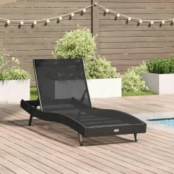 Online vidaXL Solstol Reclining 197 x 70 x 82 cm konstrotting Svart