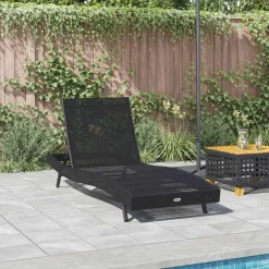 Online vidaXL Solstol Reclining 197 x 70 x 82 cm konstrotting Svart