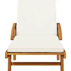 Hot vidaXL Solstolar 2 st med kuddar 200x68x83 cm massivt akaciaträ Kräm