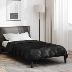 New vidaXL Sommar Duvet 135 x 200 cm Satin och Mikrofiber Svart