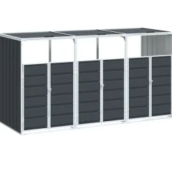 vidaXL Soptunna för tre soptunnor antracit 216x81x115 cm stål