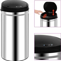 Best vidaXL Soptunna med automatisk sensor 50 L rostfritt stål Silver
