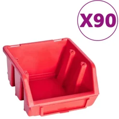 Sale vidaXL Sortimentlådsats med väggpaneler 96 delar och svart Röd
