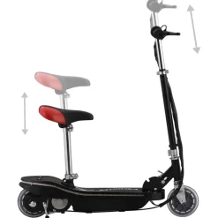New vidaXL Sparkcykel med sits och LEDs för barn 120 W Svart