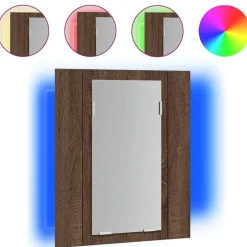 Best vidaXL Spegelskåp för badrum LED 40x12x45 cm konstruerat trä brun ek