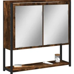 Hot vidaXL Spegelskåp för badrum rökfärga ek 60x16x60 cm konstruerat trä Rökfärgad ek