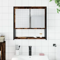 Hot vidaXL Spegelskåp för badrum rökfärga ek 60x16x60 cm konstruerat trä Rökfärgad ek