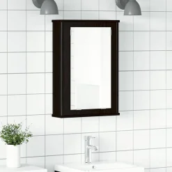 vidaXL Spegelskåp för badrum svart ek 42x12x60 cm konstruerat trä