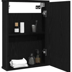 vidaXL Spegelskåp för badrum svart ek 42x12x60 cm konstruerat trä