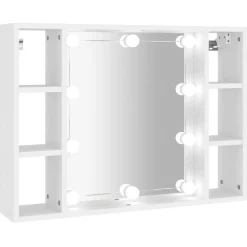 vidaXL Spegelskåp med LED vit 76x15x55 cm
