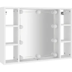 vidaXL Spegelskåp med LED vit 76x15x55 cm