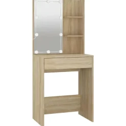 vidaXL Spegelskåp med LED sonoma-ek 60x40x140 cm Sonoma ek