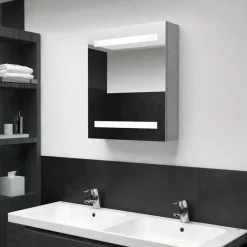 vidaXL Spegelskåp med LED betonggrå 50x14x60 cm