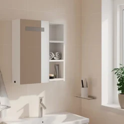 Hot vidaXL Spegelskåp och LED-lampa 45x13x52 cm Vit