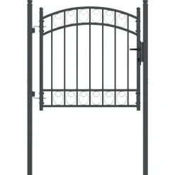 Online vidaXL Staketgrind EMMEN 100 x 100 cm Pulverlackerad stål Låsbar Grå
