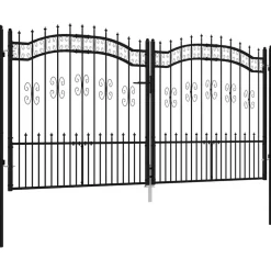 Sale vidaXL Staketgrind KAMPEN med spjuttopp 302x150 cm stål Svart
