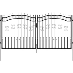 Sale vidaXL Staketgrind KAMPEN med spjuttopp 302x150 cm stål Svart