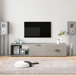 Best vidaXL Stativ för högtalare 2 st härdat glas 4-pelarmodell Silver