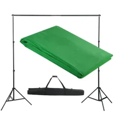 vidaXL Stativ och fotobakgrund 300 x 300 cm grön