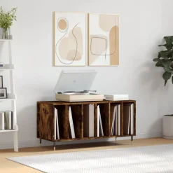 vidaXL Stereobänk rökfärgad ek 100x38x48 cm konstruerat trä