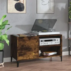 Online vidaXL Stereobänk 84,5x38x48 cm konstruerat trä Rökfärgad ek