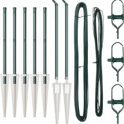 Online vidaXL Stängselstolpe 7 pcs Stål Grön