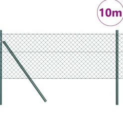 Clearance vidaXL Stängselstolpe 10 x 0,4 m (40 x 40 mm mask) Stål och PVC Grön