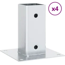 Hot vidaXL Stolpbaser fyrkantiga 4 st 71x71 mm galvaniserat stål Silver