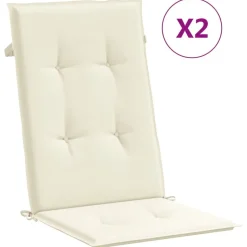 vidaXL Stolsdynor 2 st gräddvit 120x50x3 cm tyg