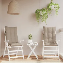 vidaXL Stolsdynor för stolar med hög rygg 2 st taupe oxfordtyg