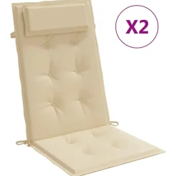 vidaXL Stolsdynor för stolar med hög rygg 2 st beige oxfordtyg
