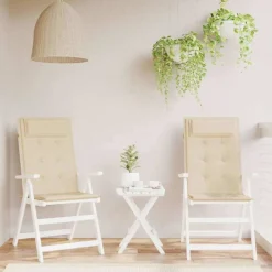 vidaXL Stolsdynor för stolar med hög rygg 2 st beige oxfordtyg