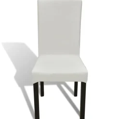 vidaXL Stolsöverdrag rak modell stretch 6 st gräddvit