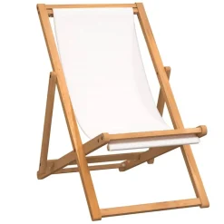 vidaXL Strandstol teakträ 56x105x96 cm gräddvit