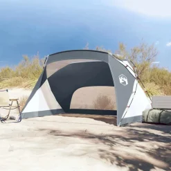 vidaXL Strandtält grå 274x178x170/148 cm 185T polyester