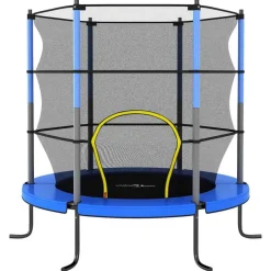 Discount vidaXL Studsmatta med säkerhetsnät rund 140x160 cm Blå