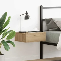 vidaXL Svävande sängbord artisan ek 40x32x15 cm konstruerat trä