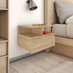 vidaXL Svävande sängbord sonoma-ek 40x31x27 cm konstruerat trä Sonoma ek