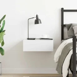 vidaXL Svävande sängbord vit 40x30x15 cm konstruerat trä